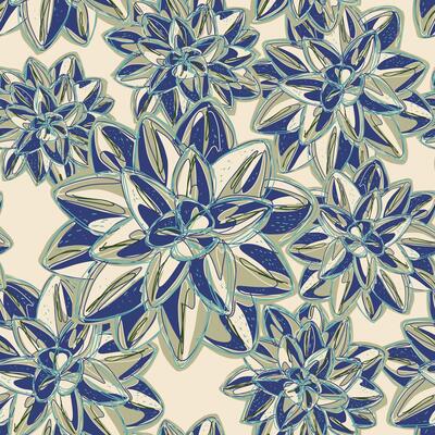 a blue and green floral pattern