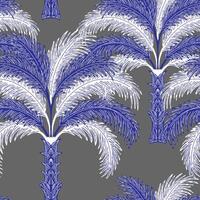 palm trees in blue and white on a gray background vector