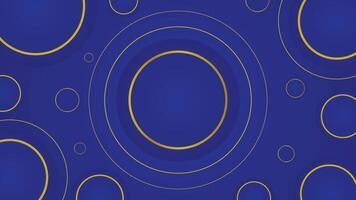 Elegant blue background featuring golden circular lines in a modern abstract style perfect for luxury themes presentations and digital designs vector