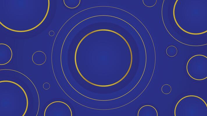 Elegant blue background featuring golden circular lines in a modern abstract style perfect for luxury themes presentations and digital designs