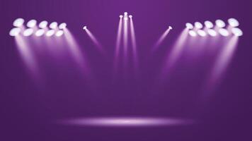 Purple stage lights shining brightly vector