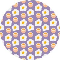 Fried and light boiled Eggs Seamless Pattern on Circle Background Egg Day Greeting Food Cards Fond. Isolated illustration Thematic Recipe or Menu Cards Background Banner, leaflets, label, price vector