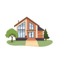 Modern house with garden vector