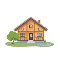 wooden house illustration vector