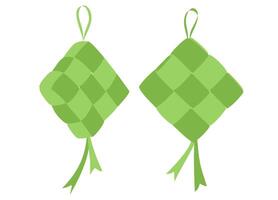 Ketupat or rice dumpling is a local delicacy during the festive season. Ketupats, a cooking rice wraped with young coconut leaves. vector