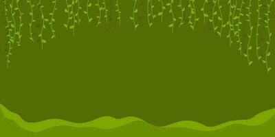 Wallpaper of vines on green background. Designed to look like display with hanging down leaves. vector