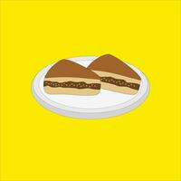 Two sandwiches on a plate on a yellow background vector