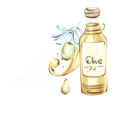 Exploring the Elegance of Olives and Olive Oil in Watercolor Illustrations of Italian Cuisine frame, border, arrangement