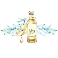 Discover the beauty of olives and olive oil in watercolor illustrations inspired by nature and Italian cuisine frame, border, arrangement vector