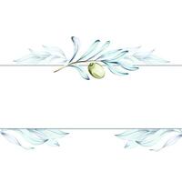 Embracing the allure of olives and olive oil through colorful watercolor illustrations frame, border, arrangement vector