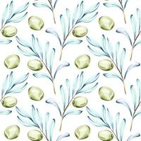 Seamless pattern of olives and olive oil a watercolor illustration showcasing the beauty of Italian cuisine nature and healthy living ideal for backgrounds or wallpaper designs vector