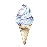 Delight in a beautifully designed ice cream cone, featuring a swirl of blue and white flavors. Ideal for summer occasions, beach outings, and festive gatherings, this treat captures joy. vector