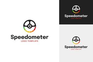 Creative steering wheel and speedometer logo design template illustration vector