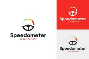 Steering wheel and speedometer logo design template illustration vector