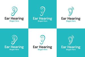 Set collection of ear hearing logo design template illustration vector