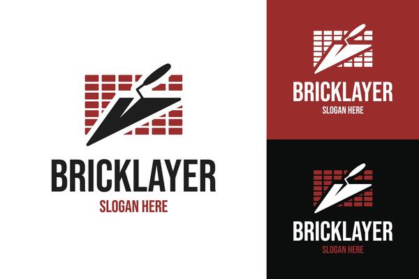 Bricklayer logo design template illustration