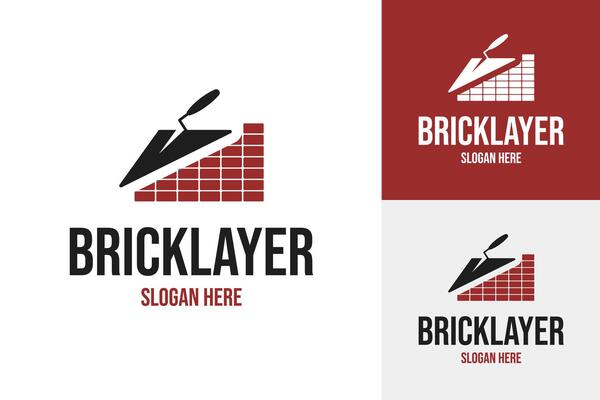 Bricklayer logo design template illustration idea