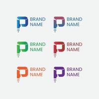 Modern Brand Identity Gradient Logos with 'P' Symbol vector