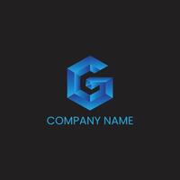 Geometric Blue 3D 'G' Logo for Business Branding vector