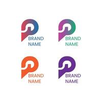 Modern logo variations with a letter P shape and gradients vector