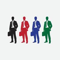 Businessmen in suits with briefcases, multiple color variations vector