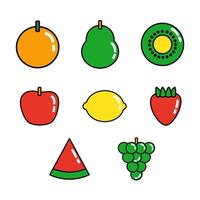 Fruits Icon Full Color for Kids Education Bundle Set vector