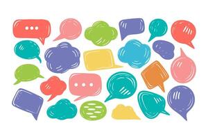Doodle Speech Bubble Collection in Bright Colors vector