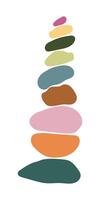 Colorful Abstract Pebble Stack Minimalist Zen Stones Balance Concept Illustration. Modern Flat Design for Meditation, Harmony, Relaxation, Nature, Wellness, and Boho Decor Themes. vector