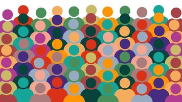 Colorful crowd of people icons. Diversity and inclusion background design. Multiracial crowd. Workers group, community in parade or in protest. Abstract community backdrop vector