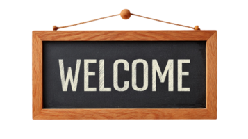 Welcome sign on a blackboard png