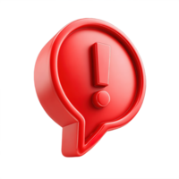 3D Red Exclamation Mark Alert Icon for Design Projects png