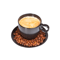 A cup of coffee with coffee bean on transparent background png