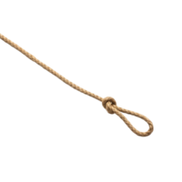 A simple knot tied in a coarse brown rope on a transparent background png