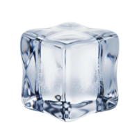 A single clear ice cube with frosty interior details and a transparent background png