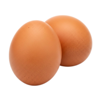 Two brown chicken eggs with speckled shells on a transparent background png