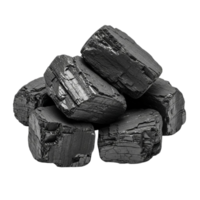 Pile of black coal chunks with a transparent background png
