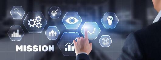 Inscription mission. Business Technology network concept 2022 photo