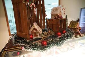A display of christmas decorations in a store photo