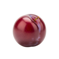 A single ripe plum with a smooth glossy dark red skin and a stem png