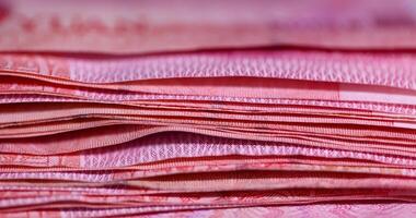 One hundred yuan Chinese money stacked on top of each other photo