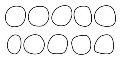 Circle Round Shape Hand Drawn Line Set vector