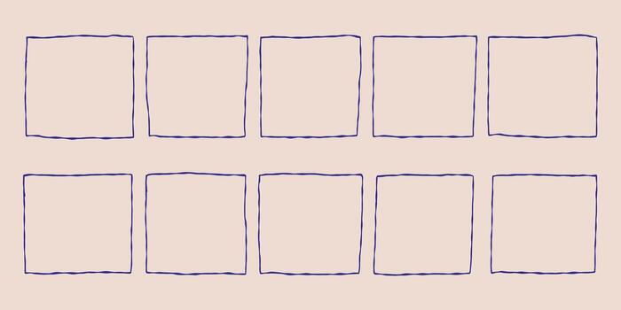 Sketch Line Square Frame Box Simple Set vector