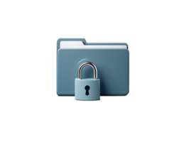 3d secure folder icon with lock, privacy protection symbol for cloud storage and data security png