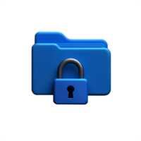 Minimalist 3d locked folder icon, modern ui design for secure app interface or web dashboard png