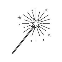 Sparkler Outline Line Art Drawing vector