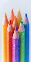 Vibrant rainbow colored pencils macro shot for art and design inspiration photo