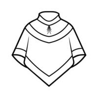 Outline of a Poncho Line Art for Apparel Graphics vector
