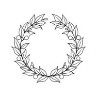 Wreath Outline Line Art Flat Icon vector