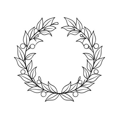 Wreath Outline Line Art Flat Icon