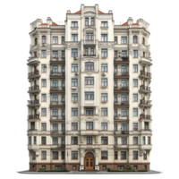 Facade of residential building architecture urban apartment structure isolated on transparent background png